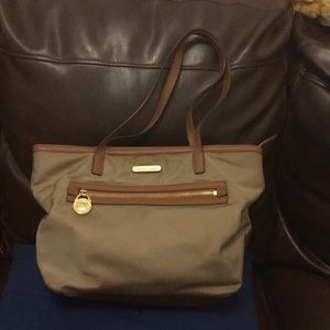 Michael Kors Strap Bag Beige Fabric And Leather